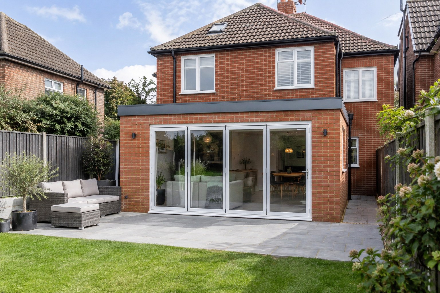 Flat roof on a single-storey rear extension