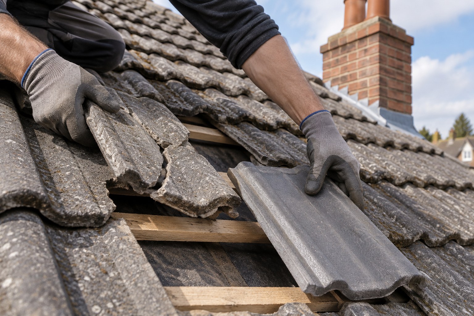 Replacing broken concrete roof tiles